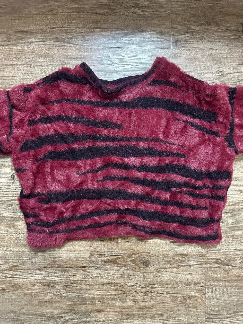 Fuzzy printed sweater